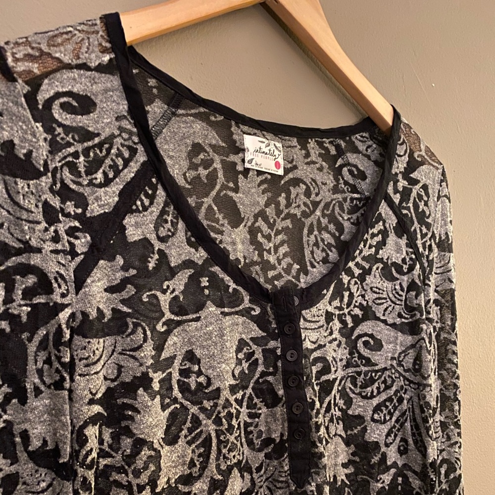 Free People pattern sheer long sleeve top - Size L